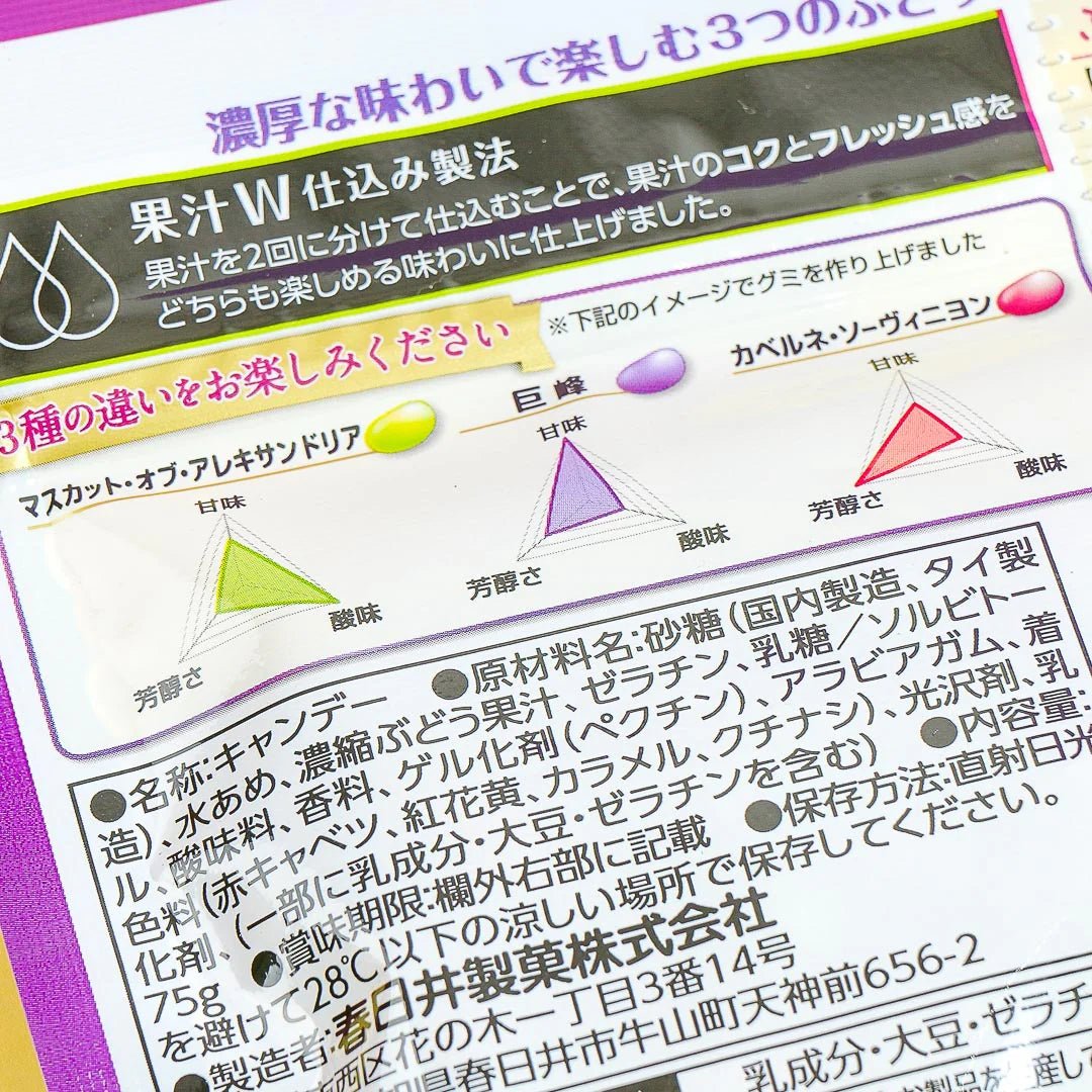 KASUGAI Tsubu Premium Gummy Candy 75g - Rich Grapes