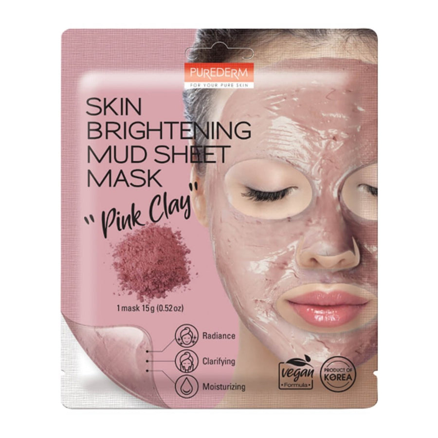 PUREDERM Skin Brightening Mud Sheet Mask "Pink Clay" 1Pcs