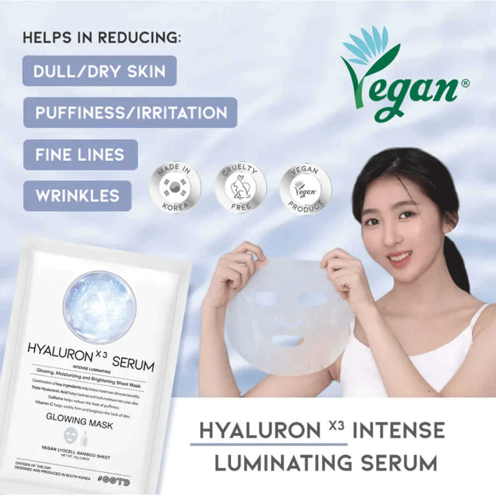 OOTD Hyaluron X3 Serum Glowing Mask 25g * 10ea Mask Pack, new, vegan, SKIN CARE, Treatments, Serum & Essence