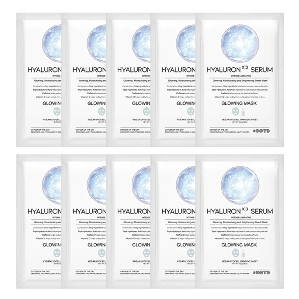 OOTD Hyaluron X3 Serum Glowing Mask 25g * 10ea Mask Pack, new, vegan, SKIN CARE, Treatments, Serum & Essence