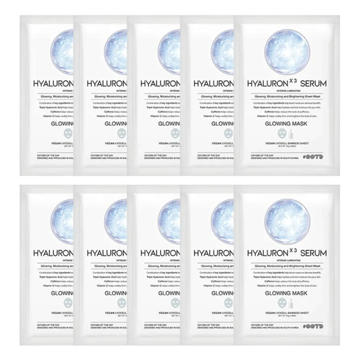 OOTD Hyaluron X3 Serum Glowing Mask 25g * 10ea Mask Pack, new, vegan, SKIN CARE, Treatments, Serum & Essence