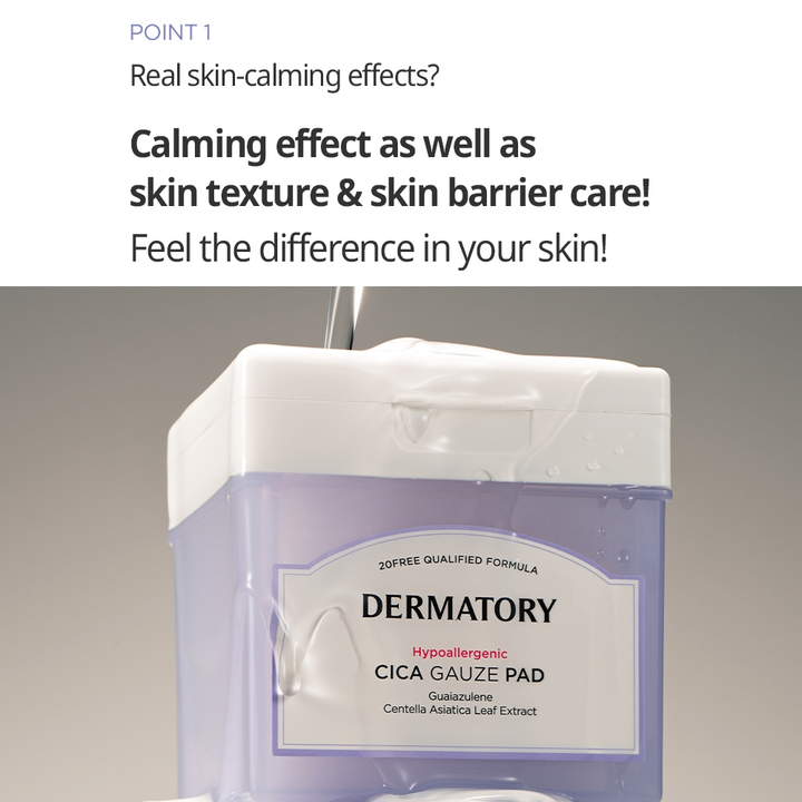 DERMATORY Hypoallergenic Cica Rescue Gauze Pad 80ea toner pads, SKIN CARE, Toners