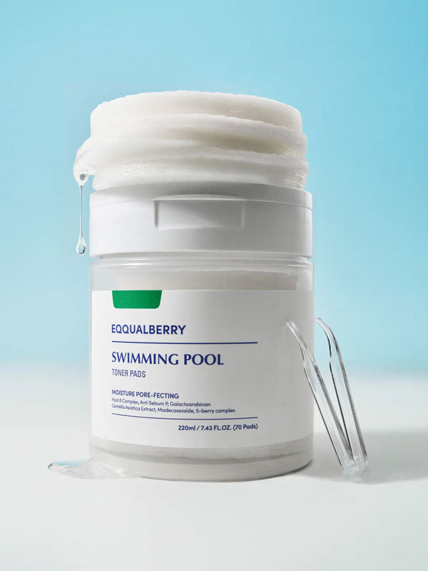 Eqqualberry Swimming Pool Toner Pads Hyaluronic Acid Moisturizing 220ml 70 sheets