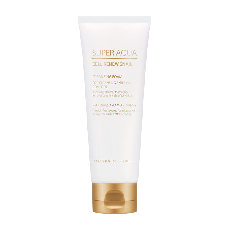 MISSHA Super Aqua Snail Cleansing Foam Snail Mucin 100ml SKIN CARE, Cleansers, Face Wash, Snail Mucin Cleanser, Korean Foam Cleanser, Hydrating Face Wash, Skin Barrier Support, Radiant Skin Appearance, Gentle Daily Cleansing