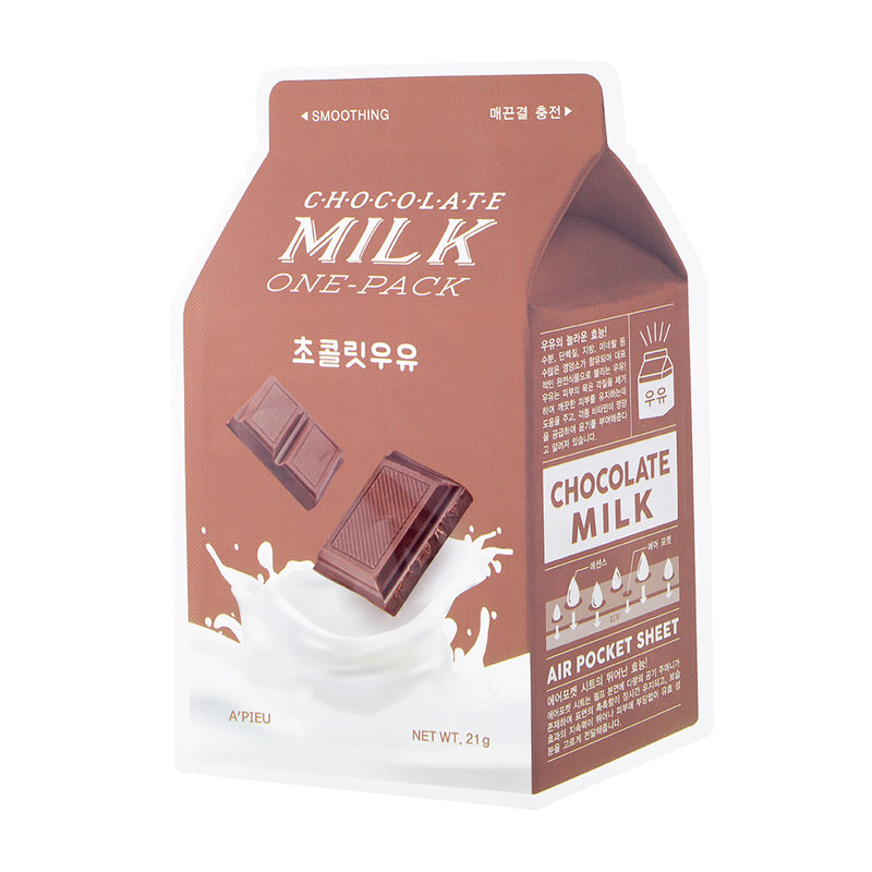 APIEU Milk One Pack Chocolate Milk Extract Smoothing 21g LIFESTYLE, Food, Snacks, chocolate mask, smoothing sheet mask, korean beauty mask, skin texture, hydrating face mask, cocoa extract skincare, milk extract mask