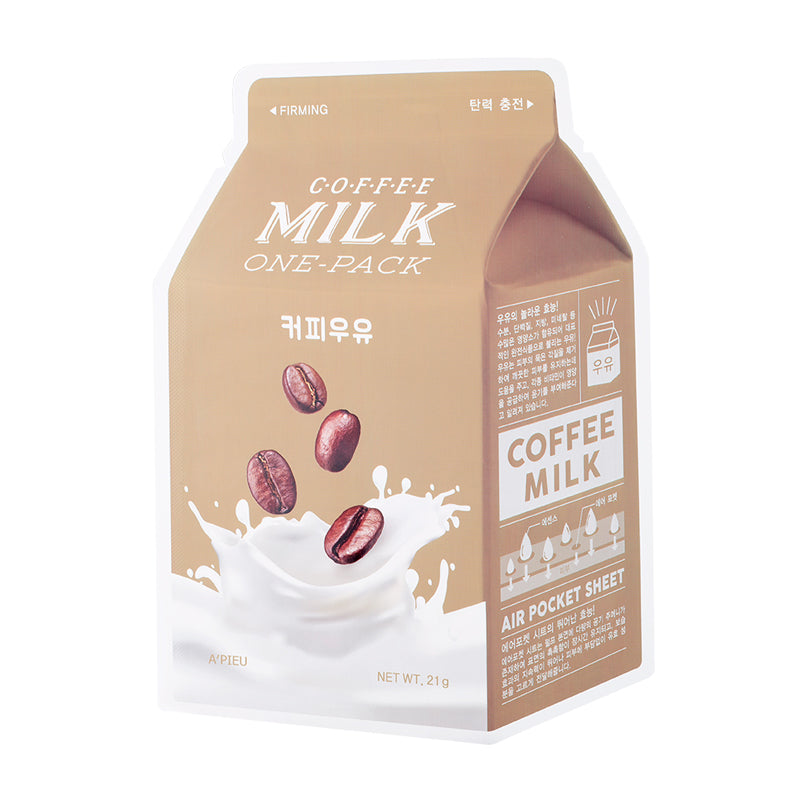 APIEU Milk One Pack Coffee Extract Firming Mask 21g LIFESTYLE, Food, Coffee & Drinks, K-beauty firming mask, Korean sheet mask, coffee extract skincare, milk protein for skin, lactic acid exfoliation, skin elasticity, hydrating face mask
