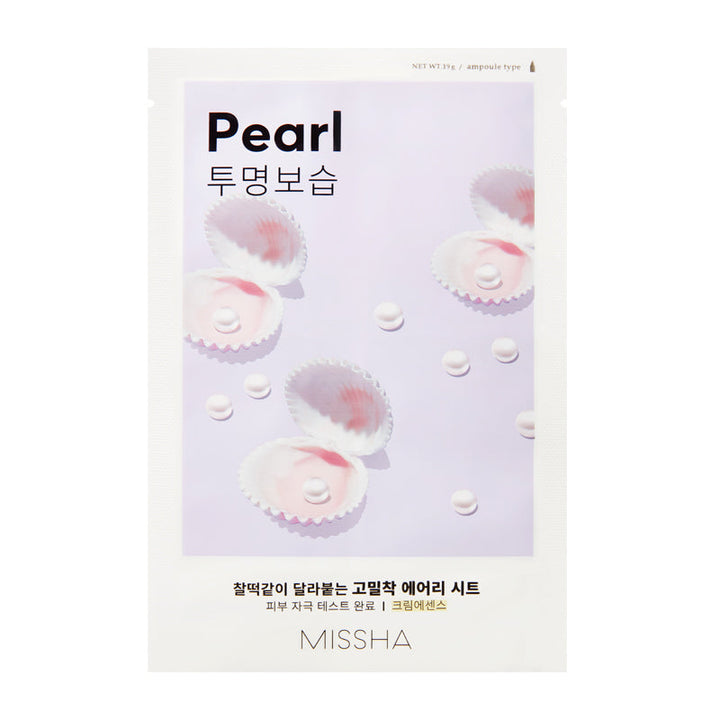 MISSHA Airy Fit Sheet Mask Pearl Intense Moisturizing 1 Mask SKIN CARE, Face Masks, K-Beauty Mask, Pearl Sheet Mask, Radiant Skin, Hydrating Face Mask, Dull Skin Solution, Korean Skincare, Brightening Mask