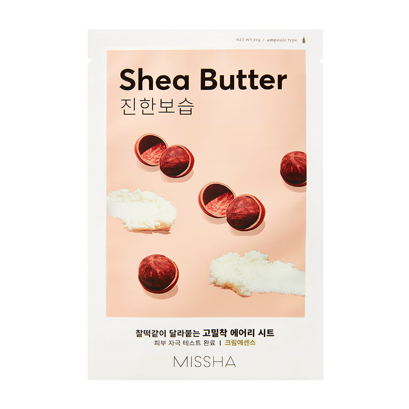 MISSHA Airy Fit Sheet Mask Shea Butter - Moisturizing SKIN CARE, Face Masks, Shea Butter Mask, Korean Sheet Mask, Hydrating Face Mask, Dry Skin Care, Moisture Barrier Support, K-Beauty Skincare, Nourishing Mask