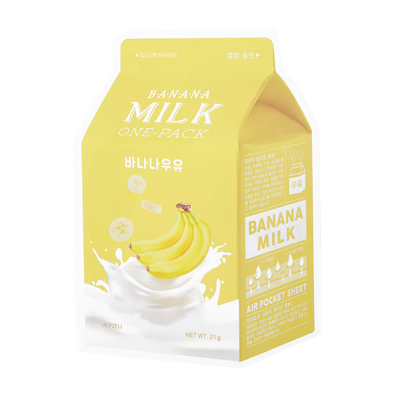 APIEU Milk One Pack Banana Nourishing Milk Extract Mask 21g LIFESTYLE, Food, Snacks, Korean Sheet Mask, Banana Extract Skincare, Milk Protein Mask, Hydrating Face Mask, Nourishing Skincare, Skin Barrier Support, Dull Skin Radiance