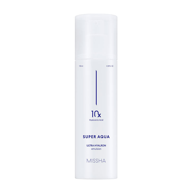 MISSHA Super Aqua Ultra Hyalron Emulsion 10X Deep Hydration 130ml SKIN CARE, Moisturizers, Facial Moisturizers, Korean Emulsion, Hyaluronic Acid Moisturizer, Deep Hydration Skincare, Skin Barrier Support, Missha K-beauty, Lightweight Face Lotion, Dry Skin Hydration