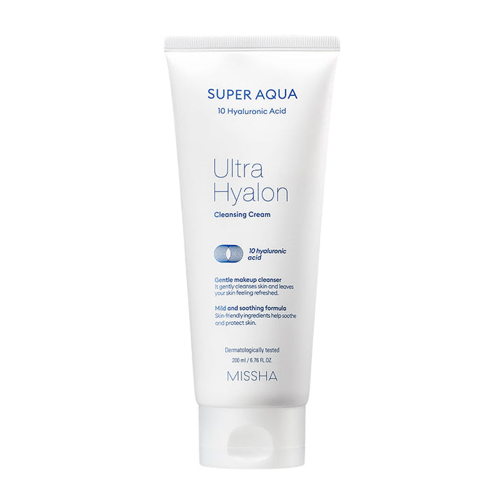 MISSHA Super Aqua Ultra Hyalron Hydrating Cleansing Cream 200ml Korean Cleanser, Hydrating Cleansing Cream, Hyaluronic Acid, Skin Barrier Support, K-Beauty Skincare, Moisture Replenishment, Dull Skin