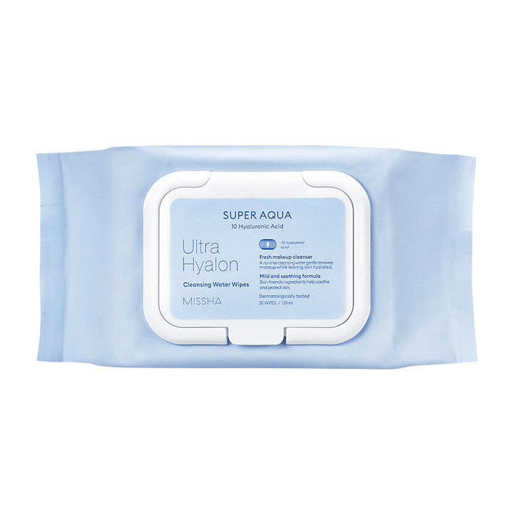 MISSHA Super Aqua Ultra Hyalron Cleansing Wipes - Hydrating 30 sheets SKIN CARE, Cleansers, Make Removers, K-beauty cleansing wipes, Hyaluronic Acid, micellar cleanser, hydrating face wipes, gentle makeup remover, sensitive skin cleanser, Korean skincare