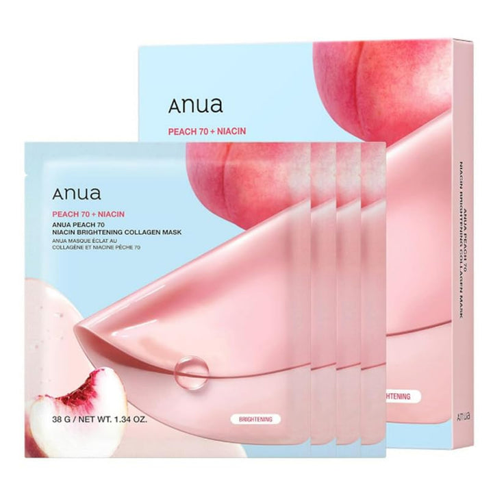 ANUA Peach 70 Niacin Brightening Collagen Mask 4Pcs