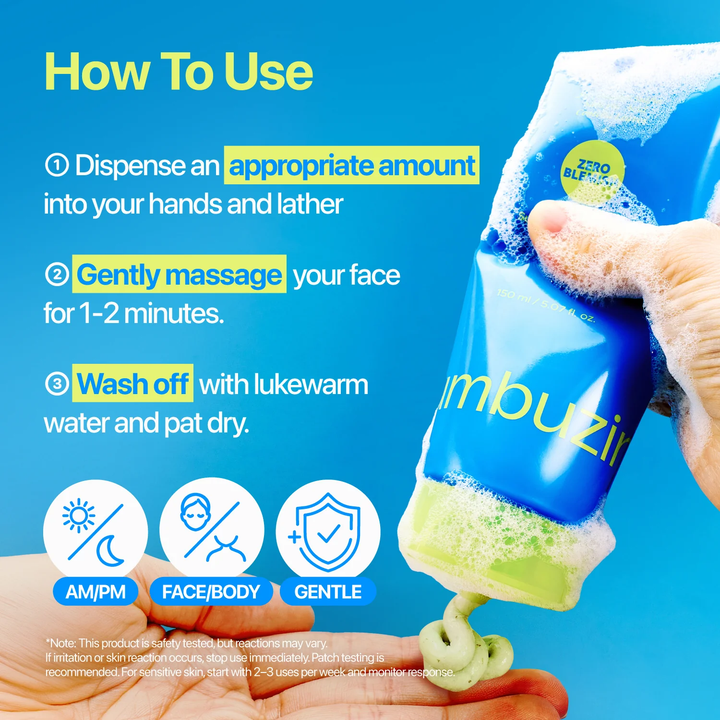 numbuzin Zero Blemish Clarifying 2% Sulfur Cleansing Foam 150ml SKIN CARE, Cleansers, Face Wash