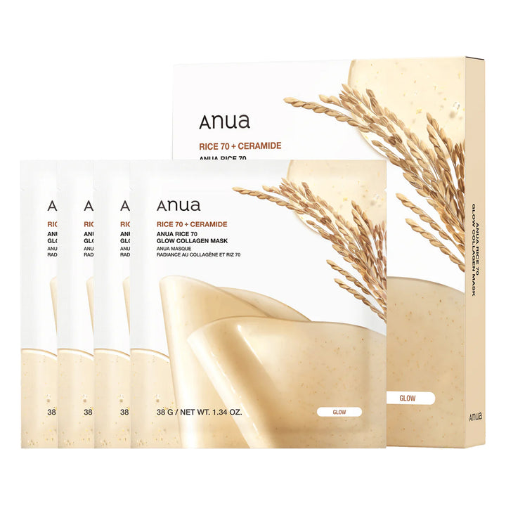 ANUA Rice 70 Glow Collagen Mask 4Pcs
