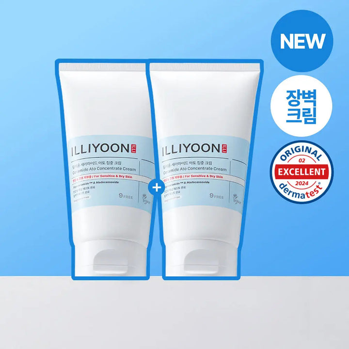 ILLIYOON X monchhichi Ceramide Ato Concentrate Cream 150ml*2ea+Mirror*1 Limited Edition