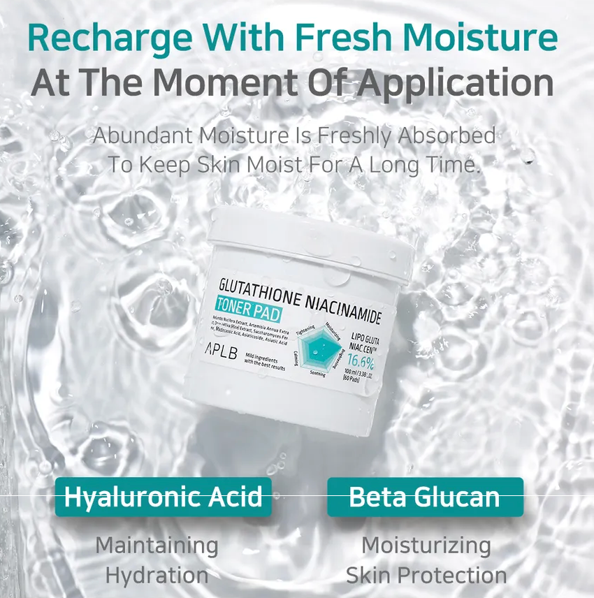 APLB Glutathione Niacinamide Toner Pad 100ml x 60pads collagen, Fermented, Glutathione, new, Niacinamide, Rice, SKIN CARE, Toners, Toner Pads