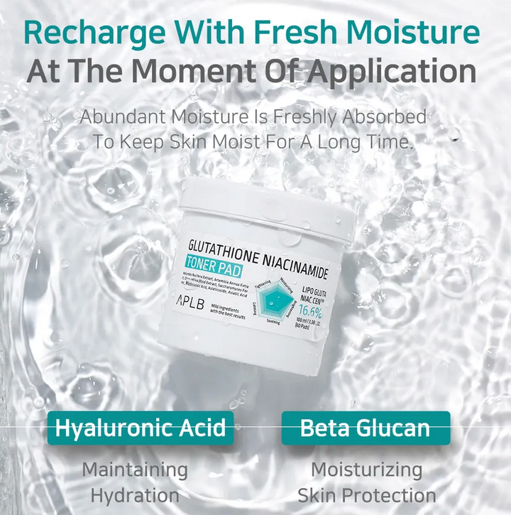 APLB Glutathione Niacinamide Toner Pad 100ml x 60pads collagen, Fermented, Glutathione, new, Niacinamide, Rice, SKIN CARE, Toners, Toner Pads