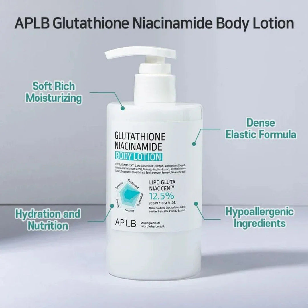 APLB Glutathione Niacinamide Body Lotion 300ml Centella Asiatica, collagen, Fermented, Glutathione, new, Niacinamide, BODY CARE, Body Moisturizers, Body Lotions