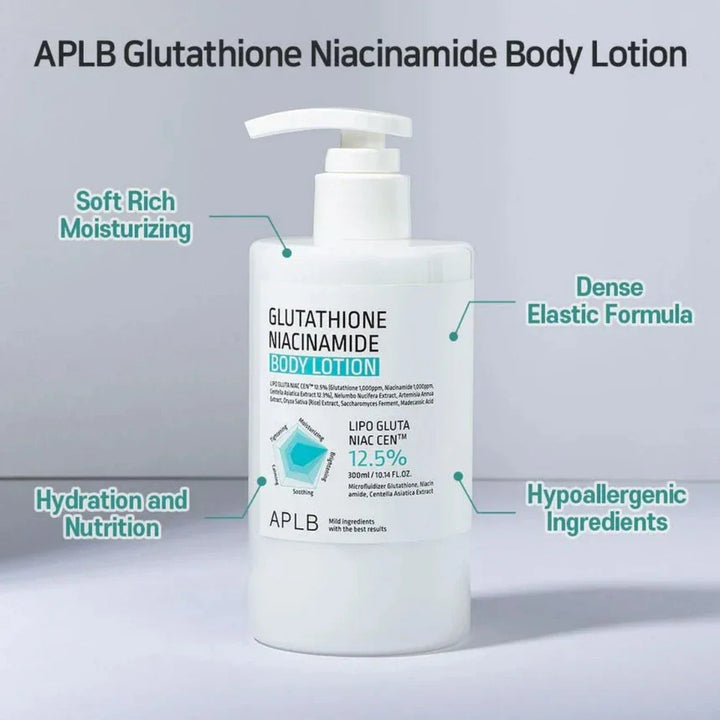 APLB Glutathione Niacinamide Body Lotion 300ml Centella Asiatica, collagen, Fermented, Glutathione, new, Niacinamide, BODY CARE, Body Moisturizers, Body Lotions