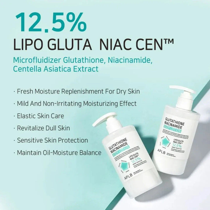 APLB Glutathione Niacinamide Body Lotion 300ml Centella Asiatica, collagen, Fermented, Glutathione, new, Niacinamide, BODY CARE, Body Moisturizers, Body Lotions