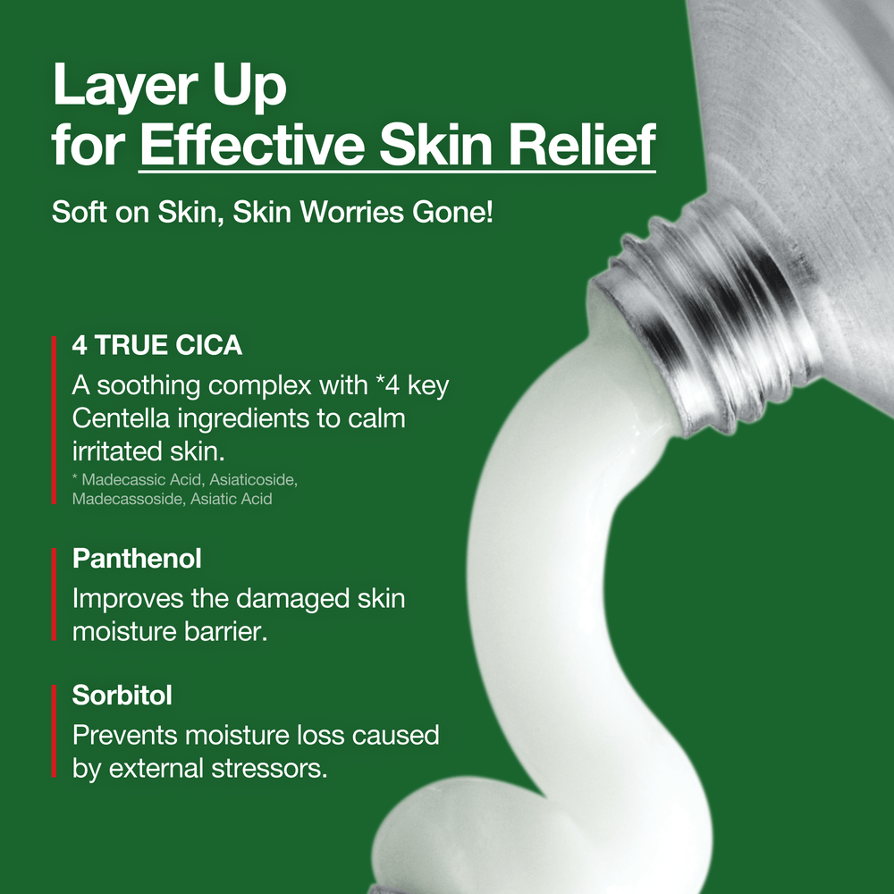 Lightweight non-greasy gel texture of Anua Centella Red Spot Cream being applied to skin.