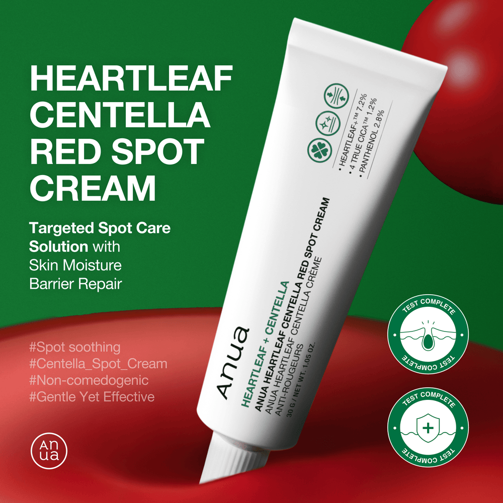 Anua Heartleaf Centella Red Spot Cream 30ml tube packaging on a clean background - Korean spot treatment for acne-prone skin.