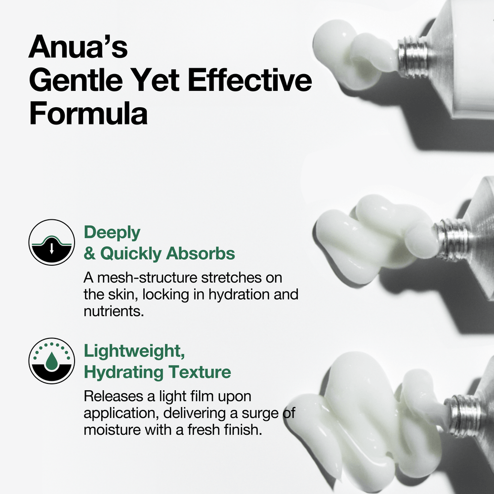 Lightweight non-greasy gel texture of Anua Centella Red Spot Cream being applied to skin.