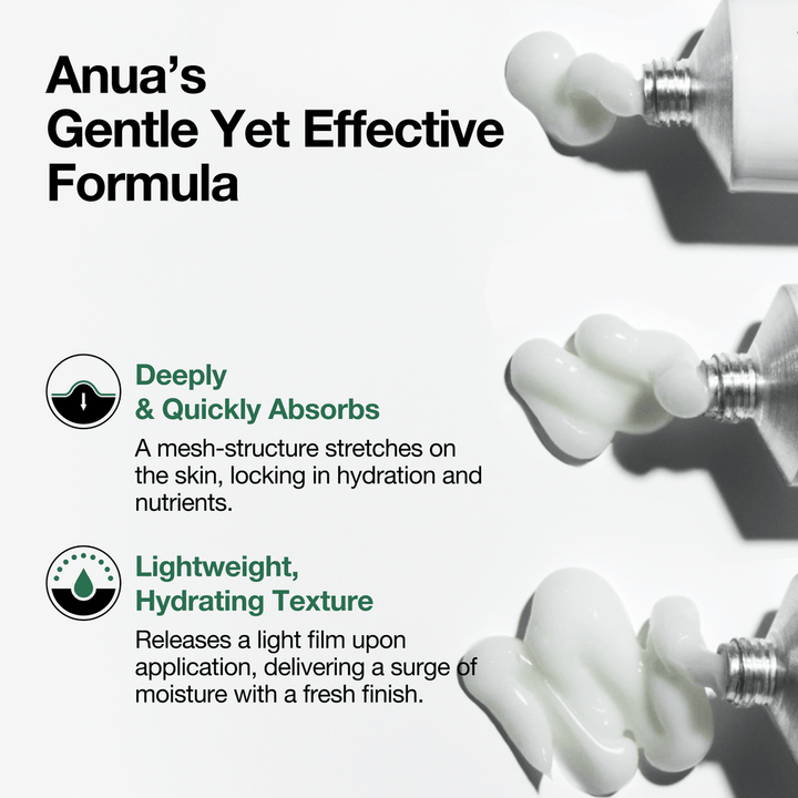 Lightweight non-greasy gel texture of Anua Centella Red Spot Cream being applied to skin.