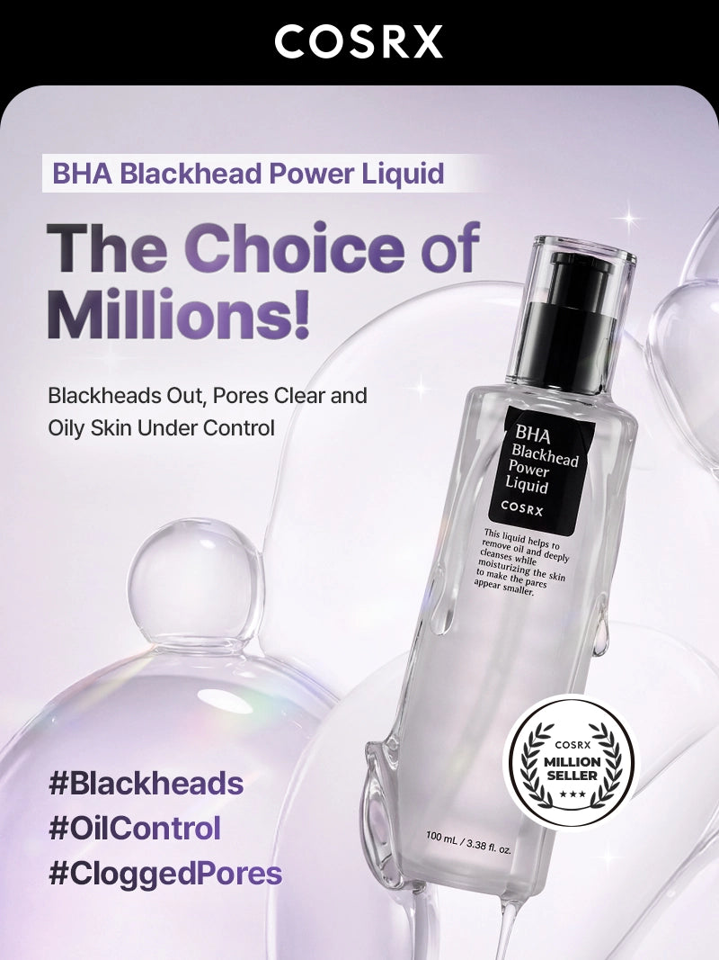 COSRX BHA Blackhead Power Liquid packaging with text and product image.