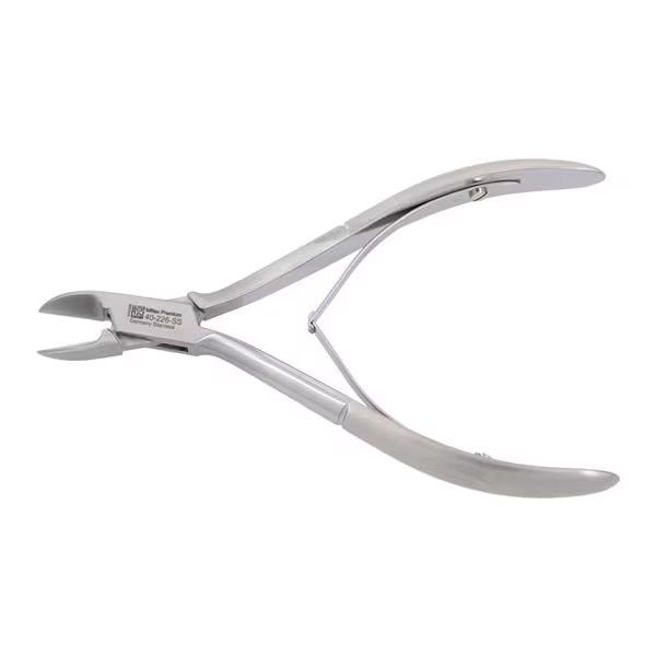 Sterile stainless steel cuticle and nail clippers with ergonomic handles, shown on a plain white background.