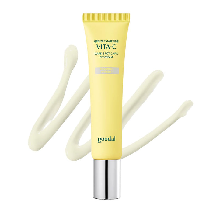 GOODAL Green Tangerine Vita C Dark Circle Eye Cream 30ml with silver base on a white background