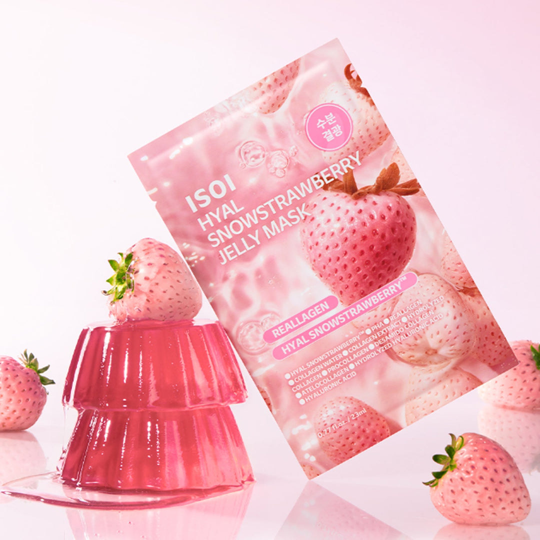 ISOI Hyal Snow Strawberry Jelly Mask Double Set (10 Sheets x 2 Packs) hyaluronic acid, new, SKIN CARE, Face Masks