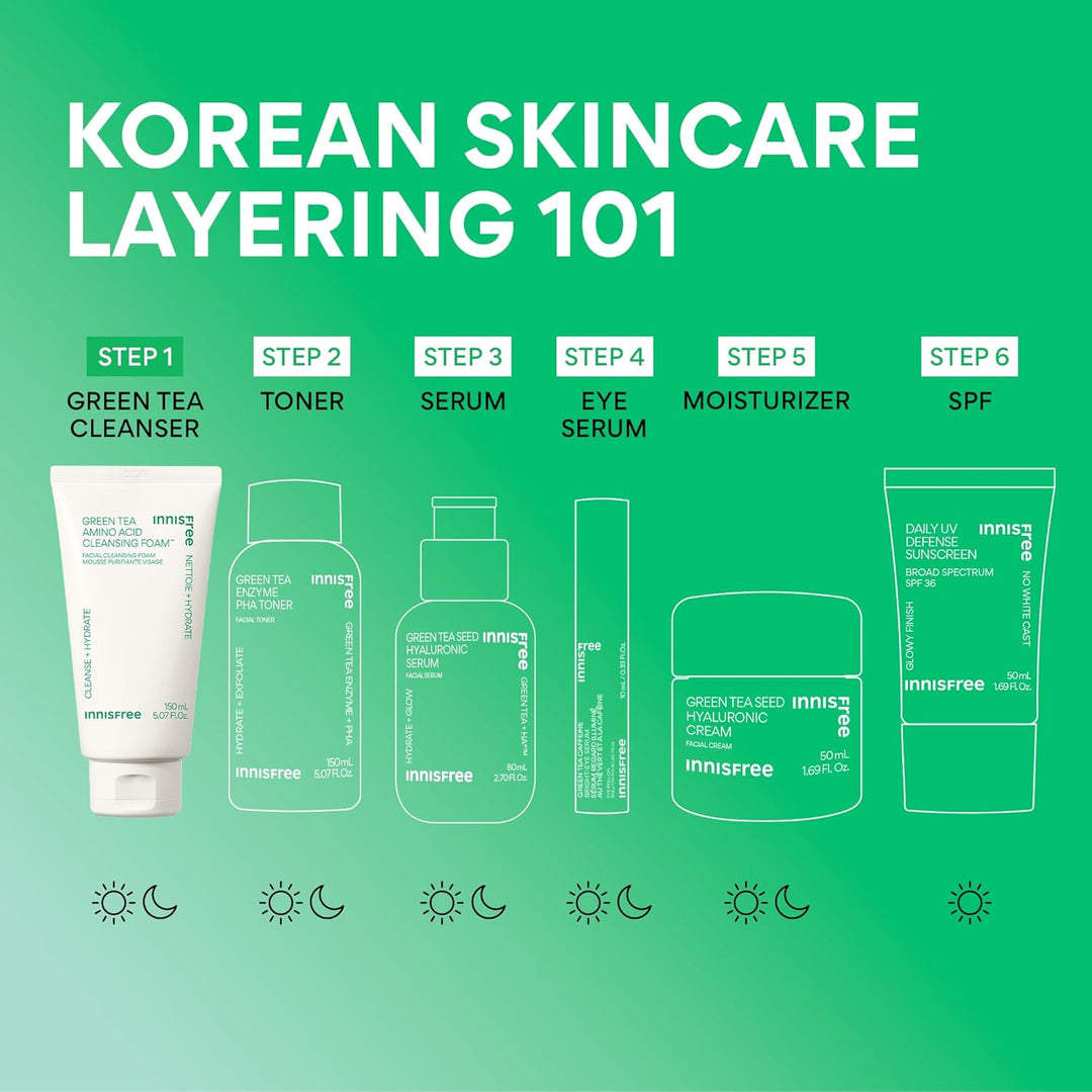 Innisfree Green Tea Amino Acid Cleansing Foam 150ml green tea, new, SKIN CARE, Cleansers, Face Wash