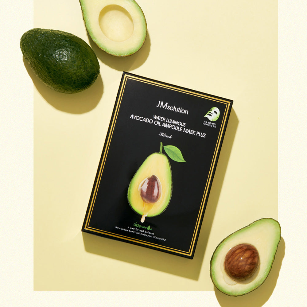 JM Solution Water Luminous Avocado Oil Ampoule Mask Black 10ea moisturizers, pack-mask, skincare, SKIN CARE, Treatments, Serum & Essence