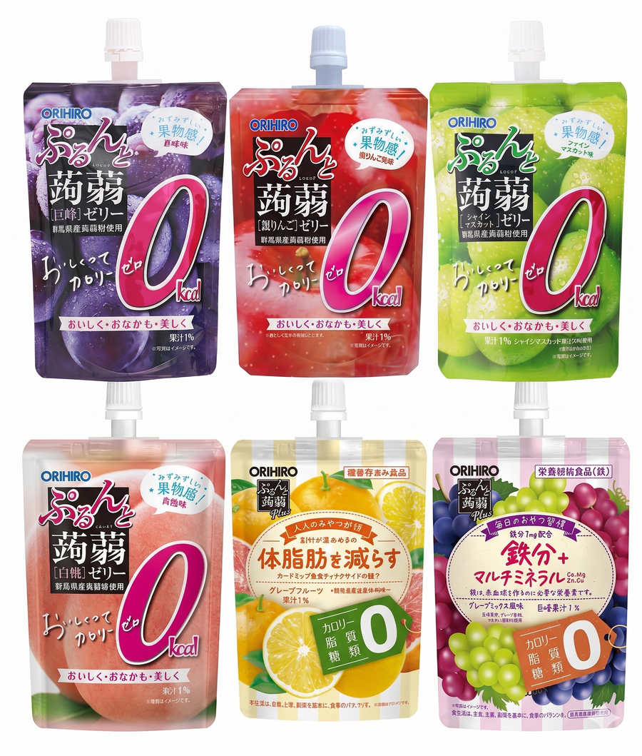 ORIHIRO Plandu Purunto Konjac Jelly Zero Calorie 130g - 6 Flavors