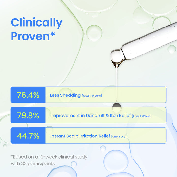 Infographic highlighting SEAPURI cooling drops key ingredients: Menthol, Tea Tree extract, BHA, and Cica for sensitive scalp care.