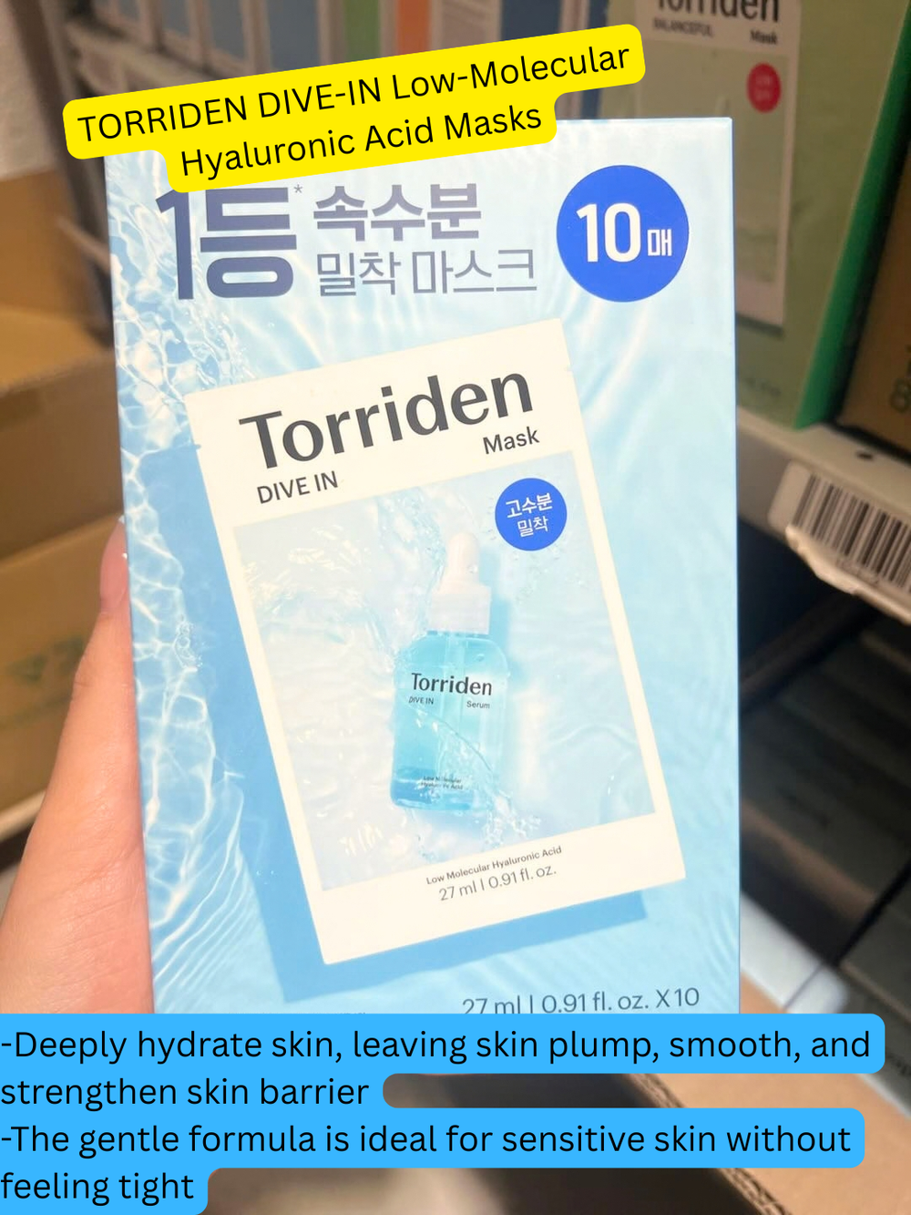 TORRIDEN DIVE-IN Low-Molecular Hyaluronic Acid Masks 10Pcs features