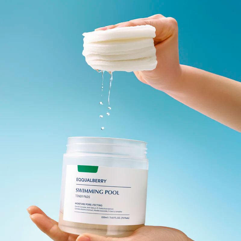 Eqqualberry Swimming Pool Toner Pads Hyaluronic Acid Moisturizing 220ml 70 sheets