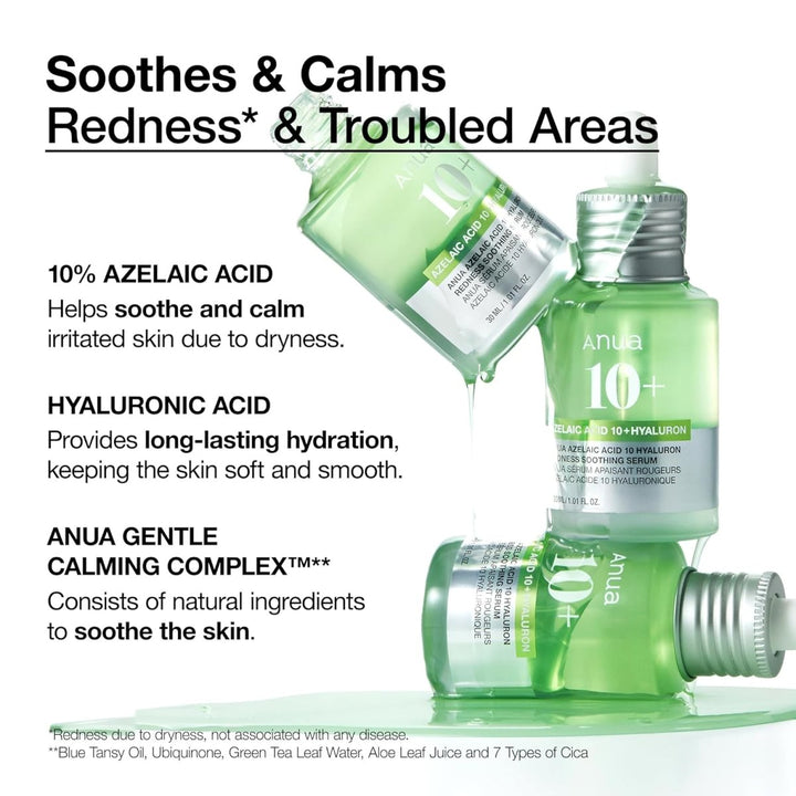 ANUA Azelaic Acid 10 Hyaluron Redness Soothing Serum 30ml Health & Beauty Kbeauty markham toronto free ship USA asian korean