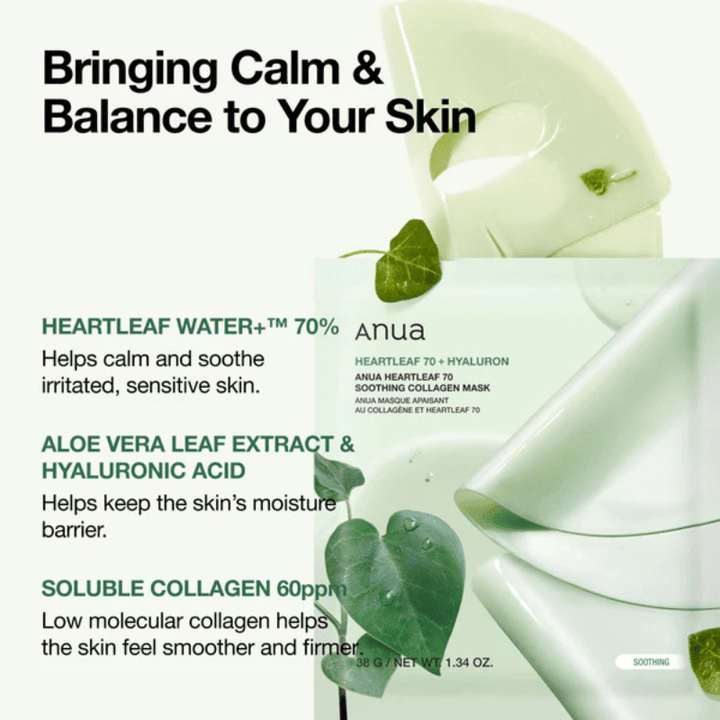 Anua Heartleaf 70 Soothing Collagen Mask 38g Mask 4