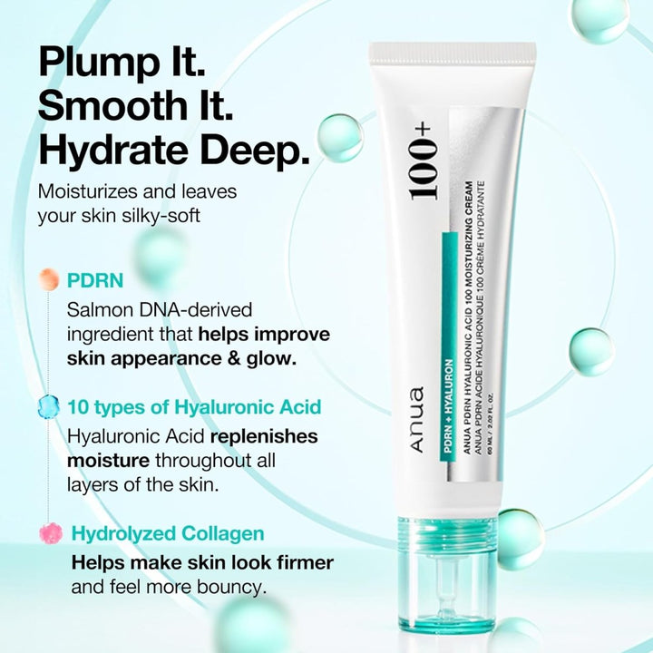 ANUA PDRN Hyaluronic Acid 100 Moisturizing Cream 60ml Health & Beauty