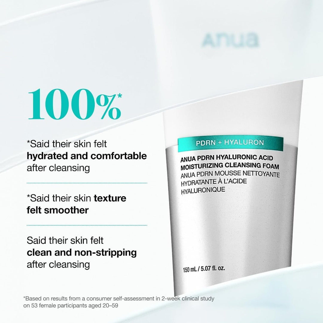 Anua PDRN Hyaluronic Acid Moisturizing Cleansing Foam 150ml Facial Cleanser 7