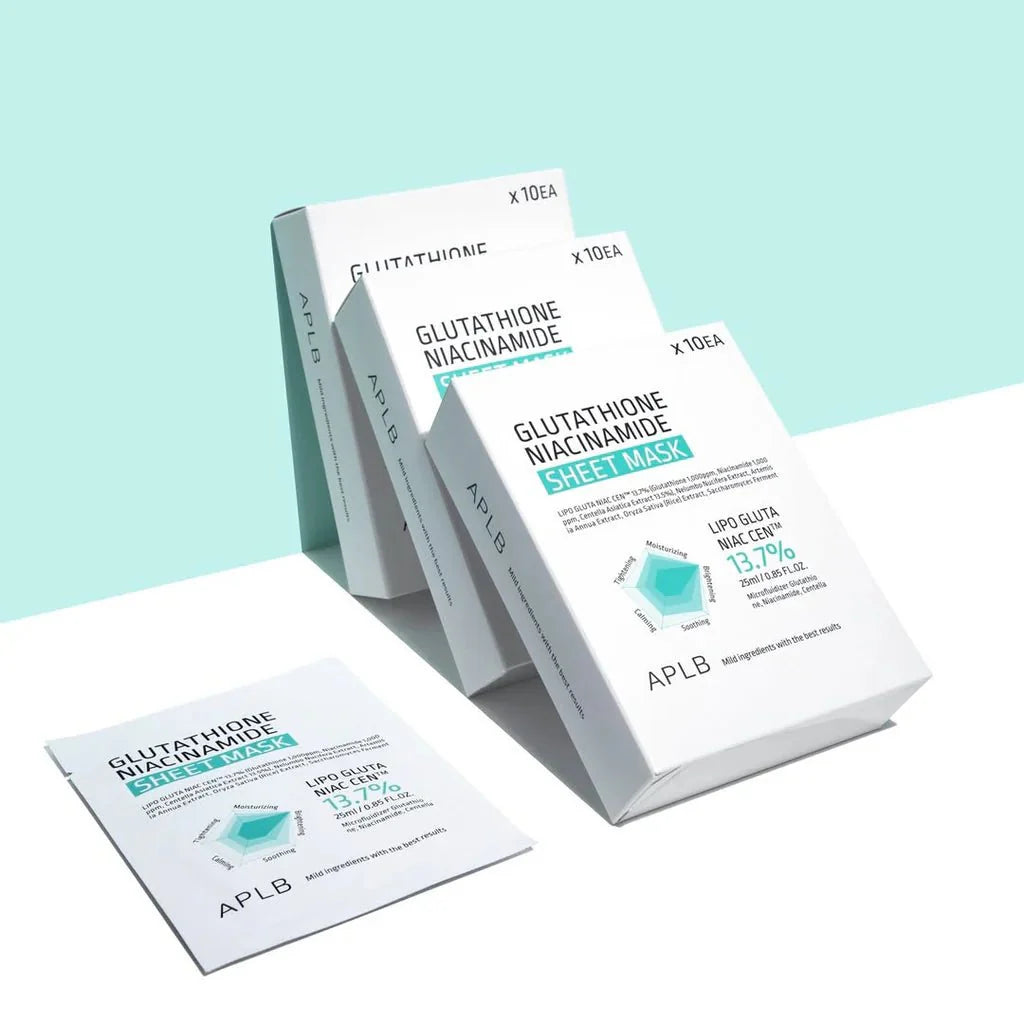 APLB Glutathione Niacinamide Sheet Mask, Brightening (2 Sizes)