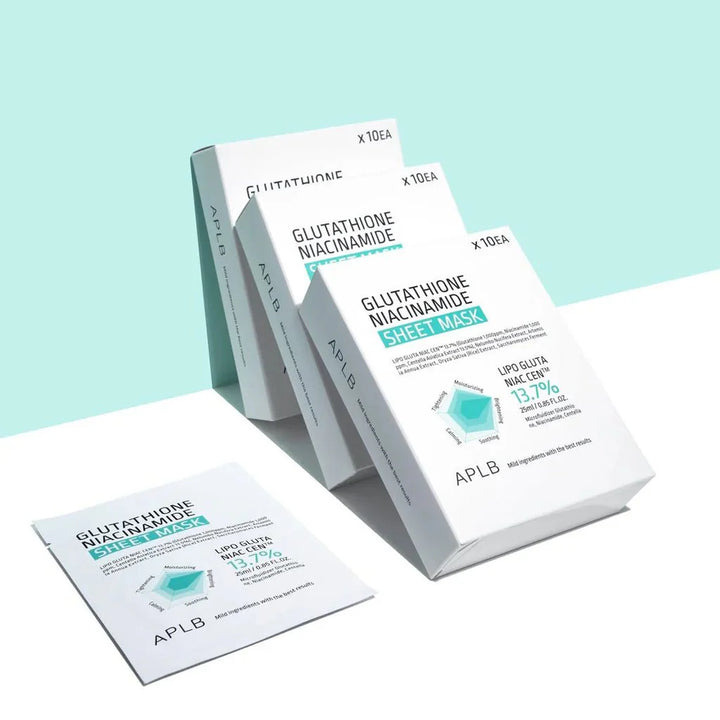 APLB Glutathione Niacinamide Sheet Mask, Brightening (2 Sizes)