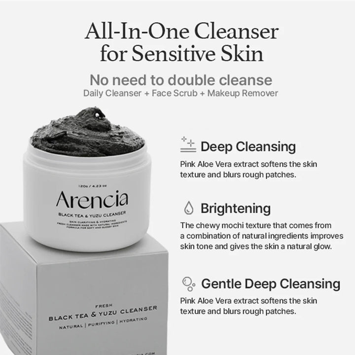 ARENCIA Black Tea & Yuzu Cleanser 120g Health & Beauty