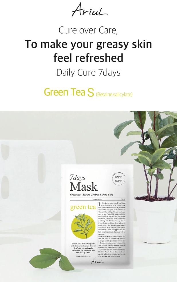 ARIUL 7 days Mask 7Pcs - Green Tea S Health & Beauty oceanbuy beauty markham toronto free ship USA asian korean skincare