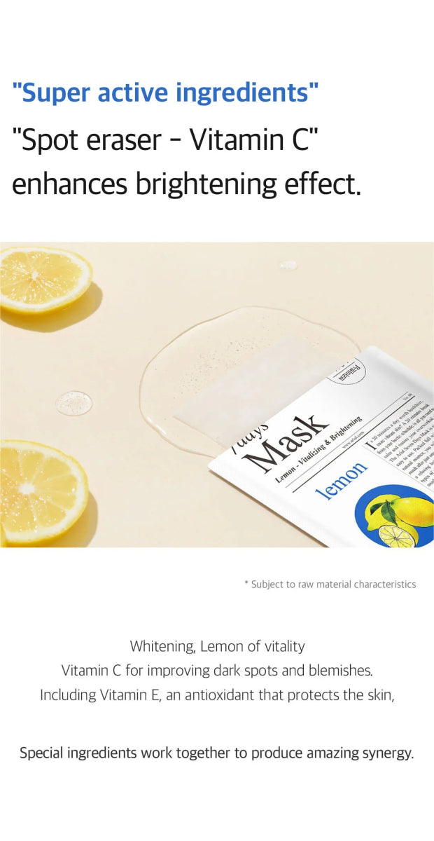 ARIUL 7 days Mask 7Pcs - Lemon C Health & Beauty oceanbuy beauty markham toronto free ship USA asian korean skincare