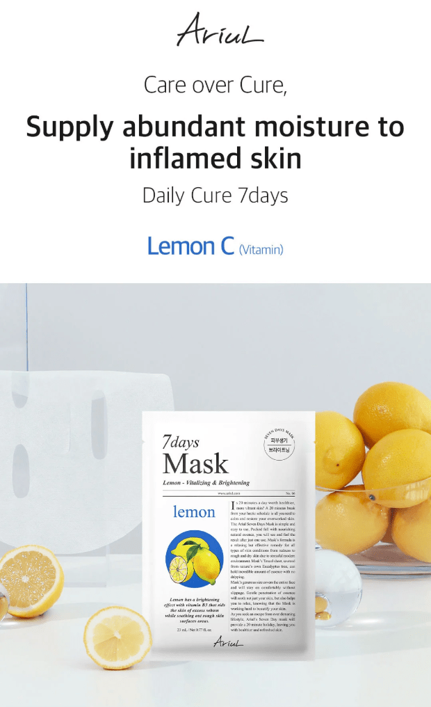 ARIUL 7 days Mask 7Pcs - Lemon C Health & Beauty oceanbuy beauty markham toronto free ship USA asian korean skincare