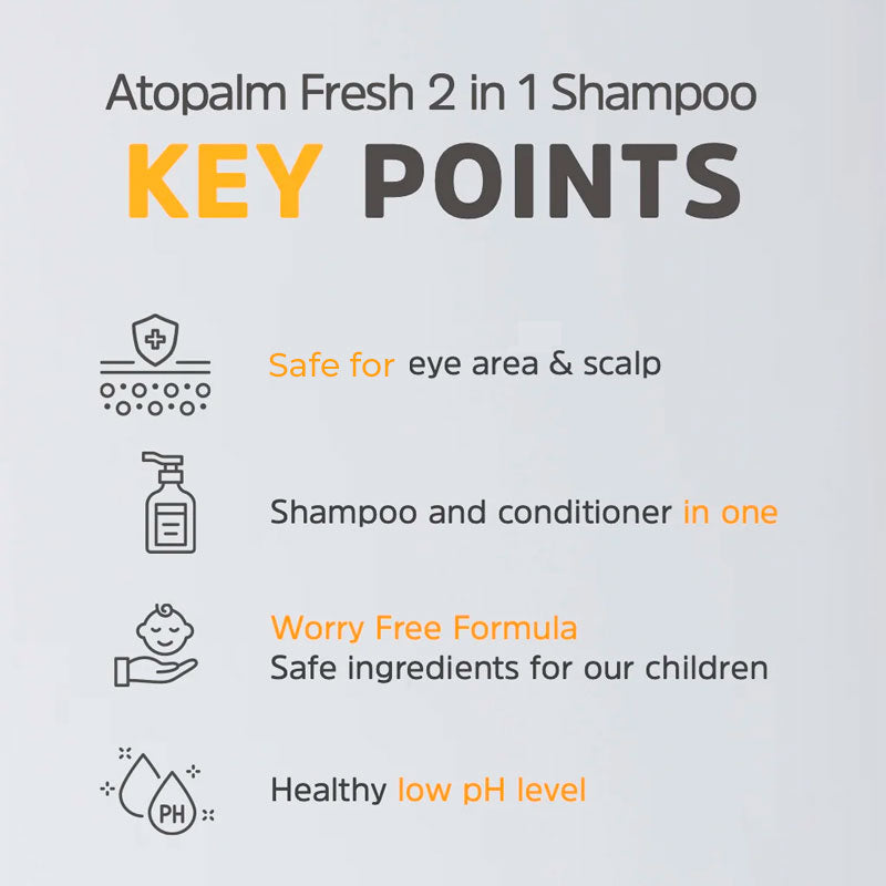 Atopalm Fresh 2 in 1 Shampoo for Kids - Gentle Cleansing 460ml HAIR CARE, Shampoo & Conditioner, Shampoo, Atopalm Kids Shampoo, Gentle Hair Cleanser, Korean Hair Care, Argan Oil Biotin, Children's Scalp Health, Tangle-Free Hair, Hydrating Kids Shampoo